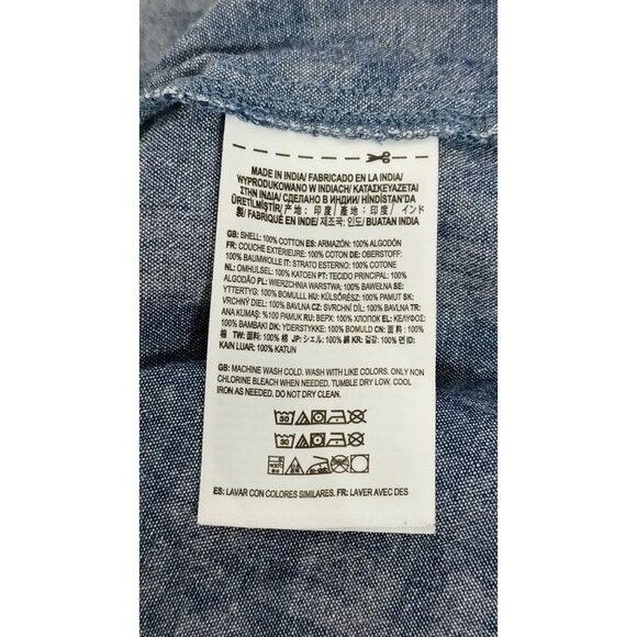 VANS Women's Size XL Ashley Blue Geometric Button Up Chest Pockets Long Sleeve - Picture 8 of 11